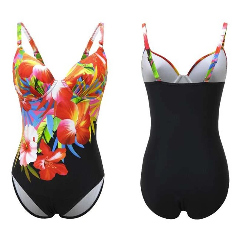 Купальный костюм с пикантным принтом закрытый купальник большого размера тело