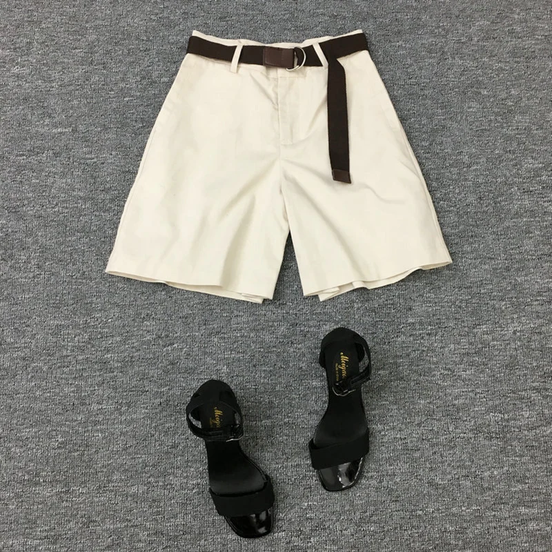 

2021 New Summer Women Shortsleeved Temperament Slim Setsladies Ms Chiffon Printed Shirt + Fashion Shorts With Belt Elegant 2sets