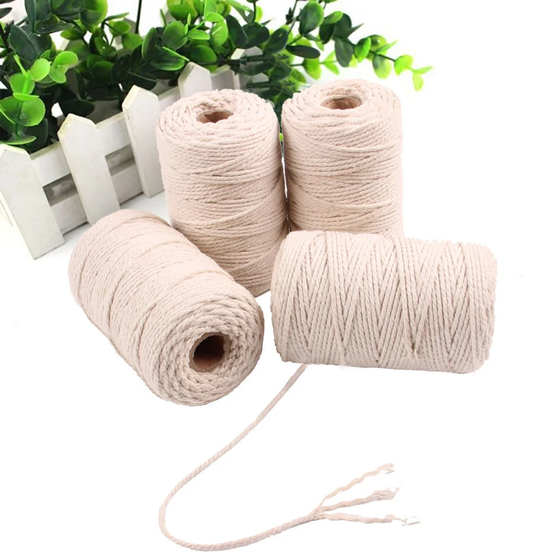 100/200m Long Beige Cotton Twisted Cord Rope Crafts Wedding Decor Accessories | Дом и сад