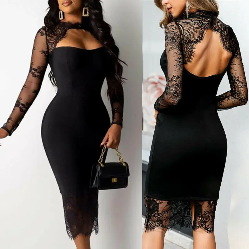 2020 модное женское Бандажное облегающее кружевное длинное платье макси