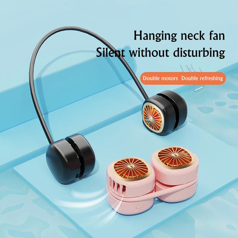 

Mini Lightweight Hanging Neck Electric Fan 4-Gear Adjustable 1800mAh Battery USB Chargeable Outdoor Protable Neckband Cool Fans