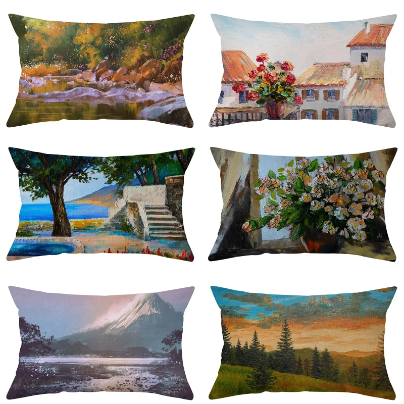 

Decorative Pillow Cases Natural Scenery Tree Lake Mountain Throw Pillows For Living Room Bed Sofa Chair Cushion Cover Almofada