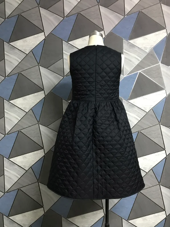 

2021 New Autum Winter Fashion Cotton Dress Women Sleeveless Round Collar Bow Tie Slim Knee Length Slim Japan Style