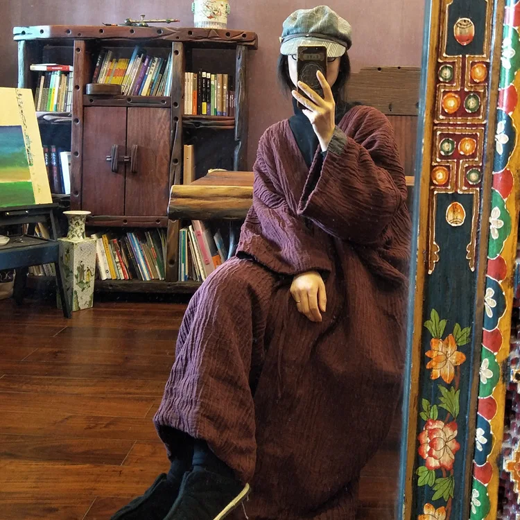 Женский двойной льняной Тренч Johnature винтажный кардиган с вышивкой в китайском