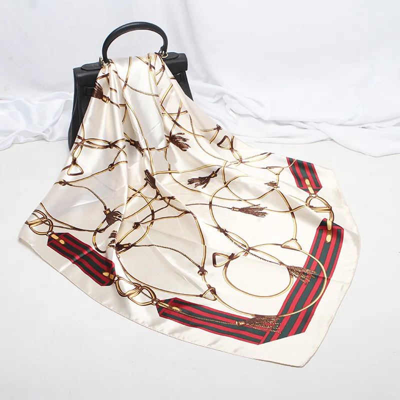 Модный Шелковый шарф платок из атласа шарфы большой размер 90*90 см квадратный