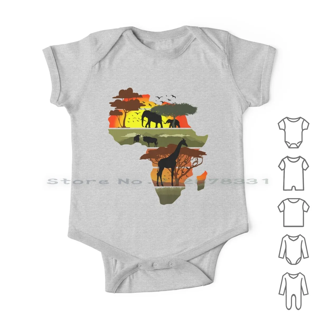

Africa Newborn Baby Clothes Rompers Cotton Jumpsuits African History Month Black Elephant Safari Sunset Nature Wild Djungle Map