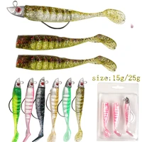 1set 15g 25g lead head crank fish hook bionic soft artificial fate bait fishing accessories lure jibbait goods for bass tackle