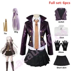 Аниме киригири Косплей Костюм Danganronpa Kirigiri Kyouko косплей перчатки Хэллоуин костюм и парик рубашка галстук
