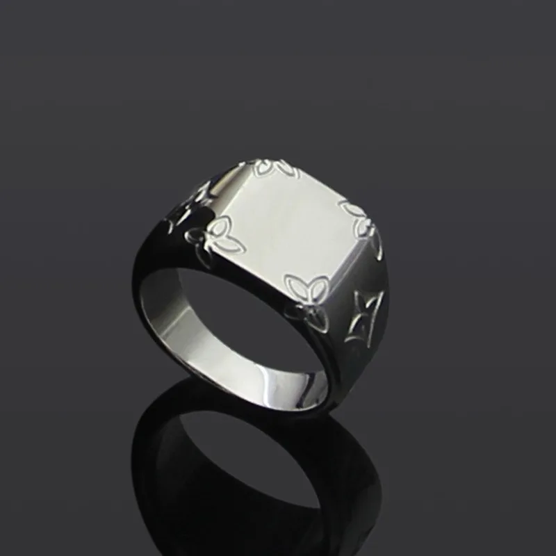 

Titanium Steel Flower Grain Square Ring Couples Ring