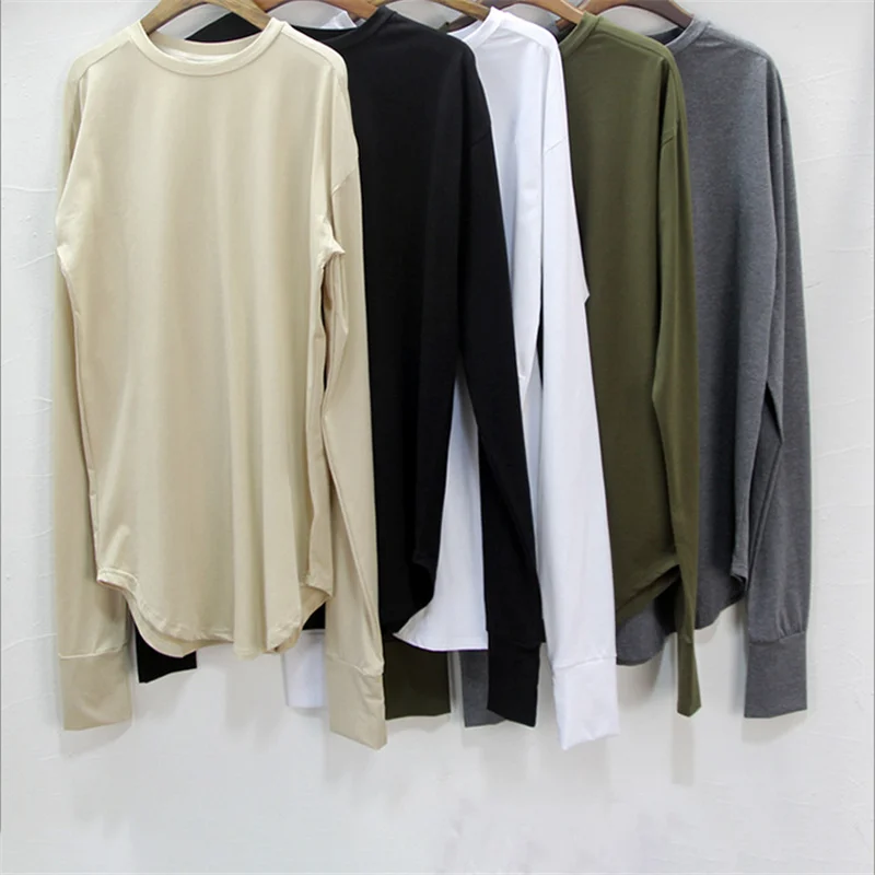

Rainbow Touches Longline Curved Hem Long Sleeve T shirt Men