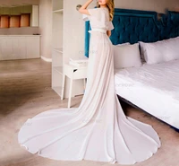 bridal robe with train sheer chiffon robe long perspective sheer lace trailing dressing gown wedding tulle sleepwear bathrobe