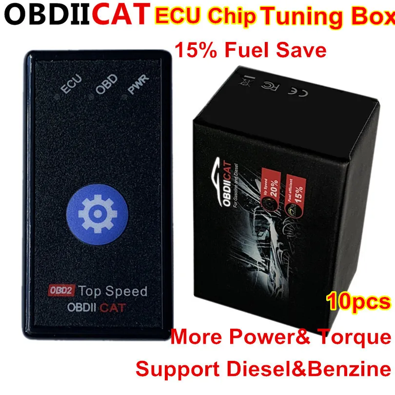10 шт./лот OBDIICAT Super OBD2 автомобильный Чип ECU тюнинговая коробка мощность прог для бензина и дизельных автомобилей экономия топлива как ECO OBD2 Nitro OBD2