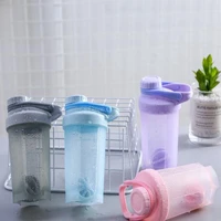 500ml protable shaker bottle whey protein powder gym sports bottle with stirring ball leak proof lid travel outdoor water bottle