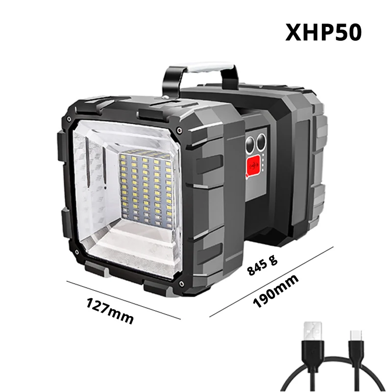 XHP 50 Перезаряжаемый супер яркий светодиодный прожектор с двойной головкой фонарик прожектор с XHP 70,2 лампа шарик водонепроницаемый кемпинг свет - Испускаемый цвет: XHP 50
