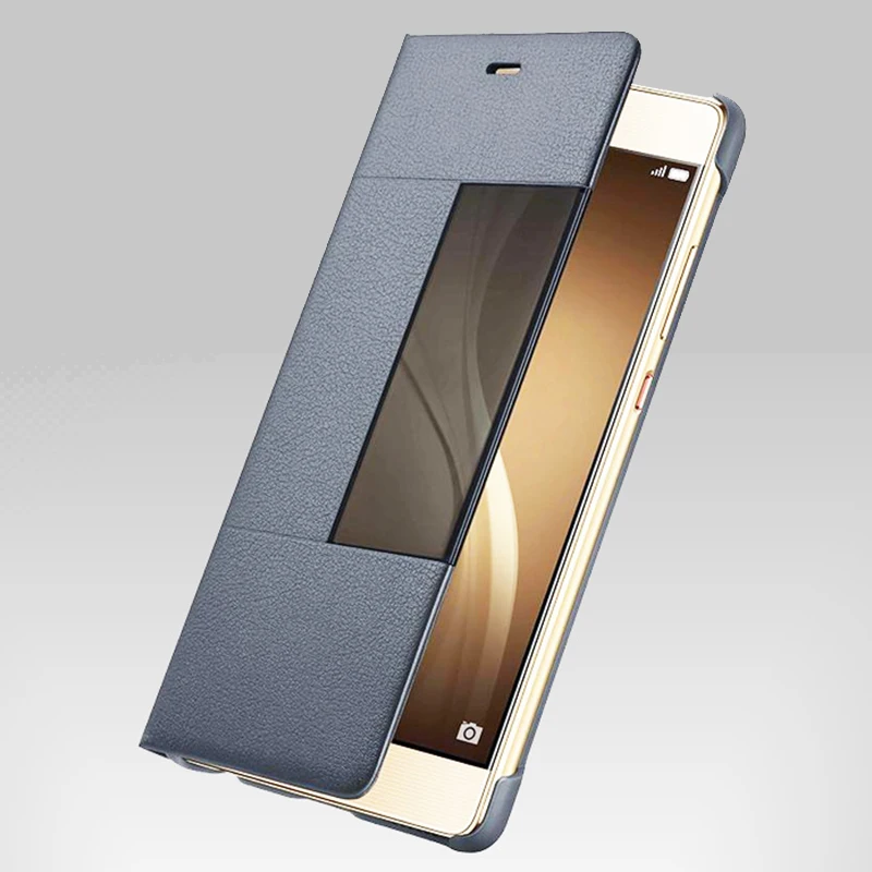 new huawei p9 case original official flip case smart view window pu leather p9 plus case full protection phone cover funda free global shipping