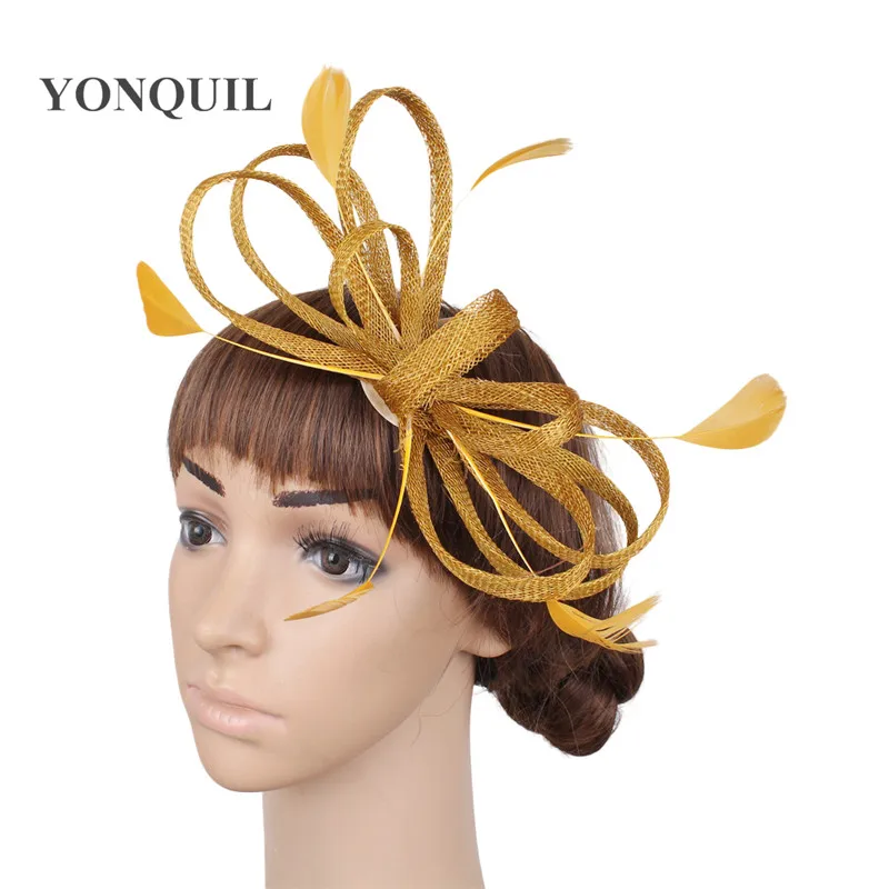 Женская Свадебная вуалетка с бантом элегантная шляпа перьями и шпилькой для