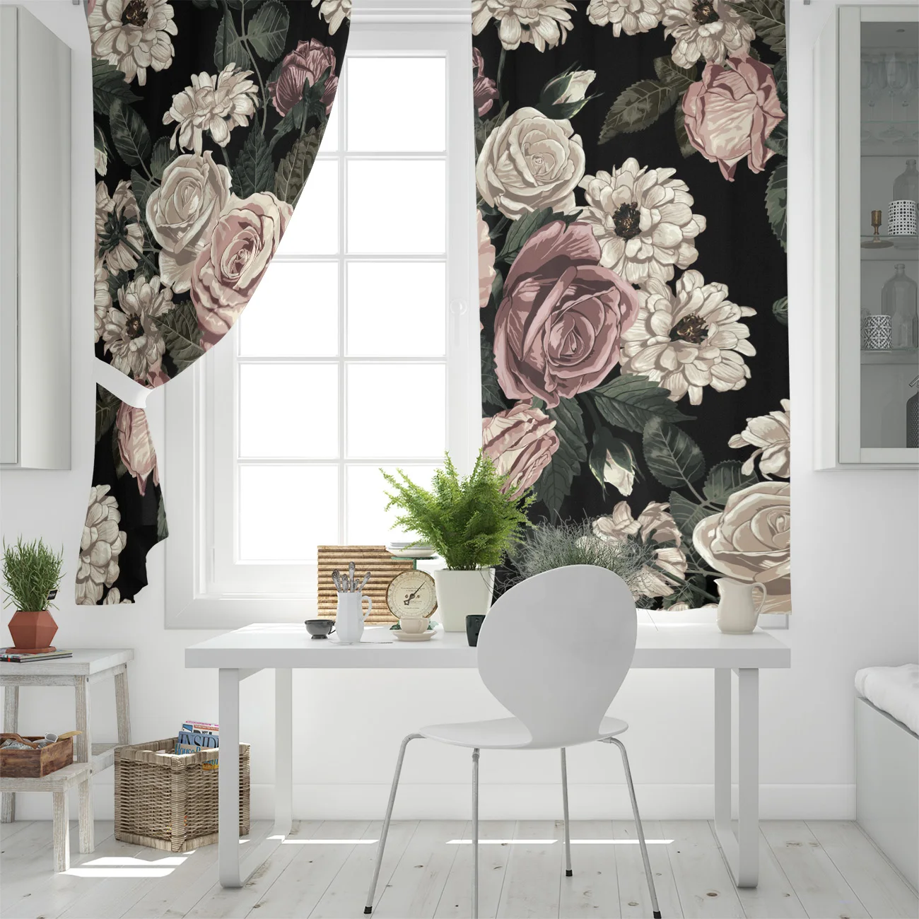 Шторы на окна с цветами современные украшения для гостиной кухни спальни