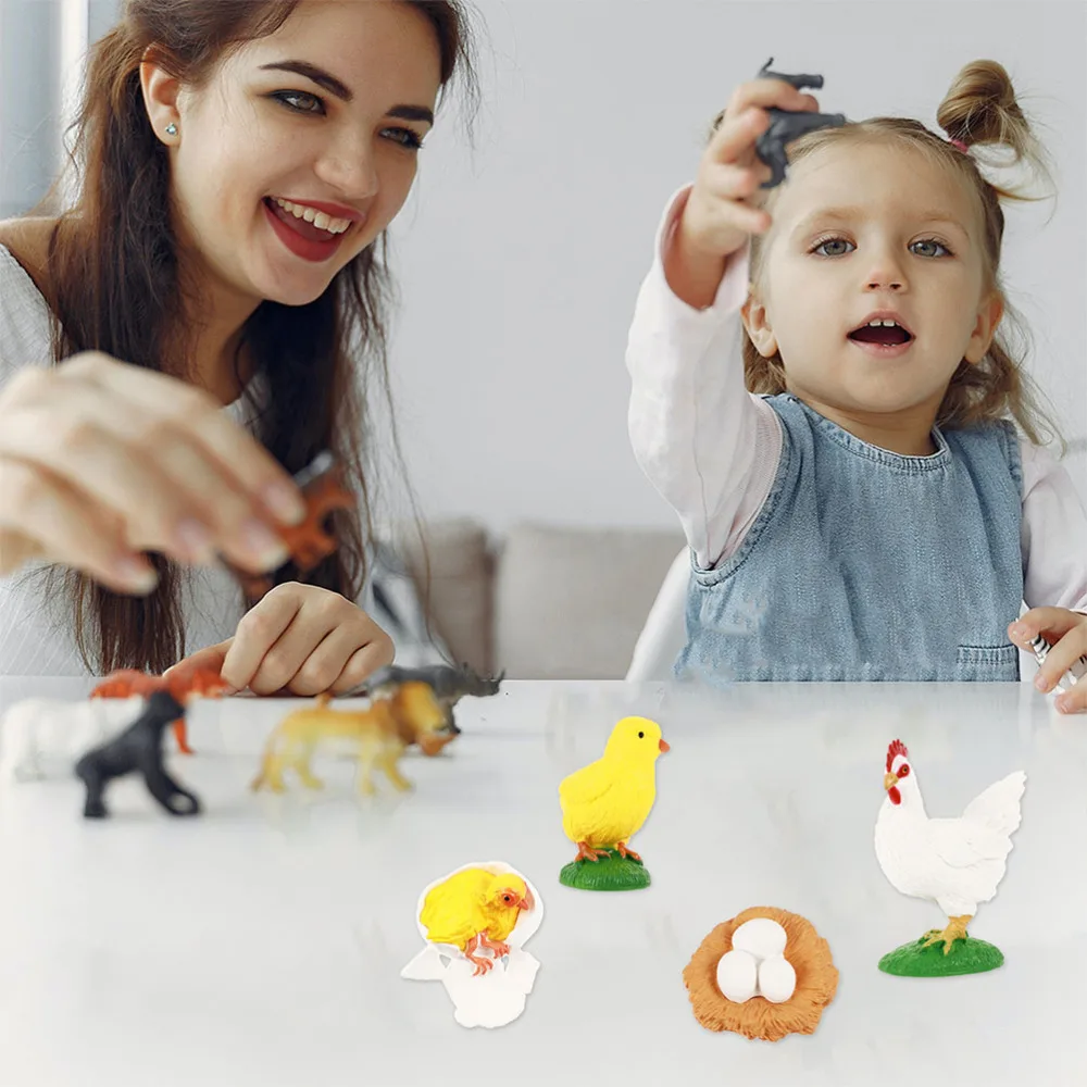 

3 Sets Growth Cycle Figurines of Rooster Duck and Goose Kids Cognitive Toys