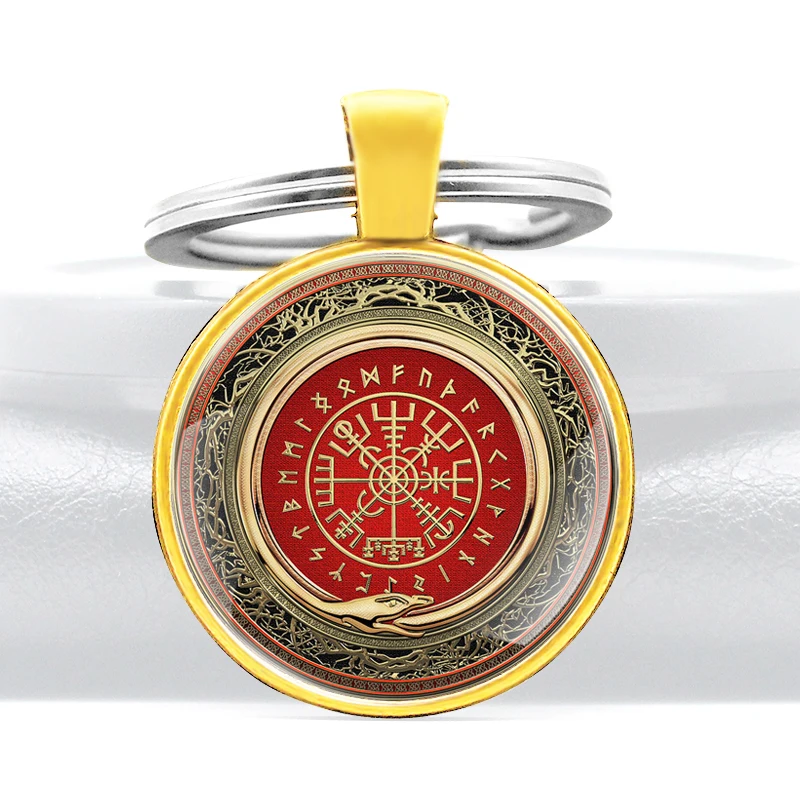 

Vintage Viking Symbol Glass Cabochon Metal Pendant Classic Men Women Key Chain Key Ring Accessories Keychains Gifts