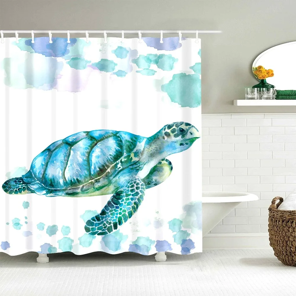 Dafield морская черепаха Ванная комната душевой занавески морские животные пейзаж