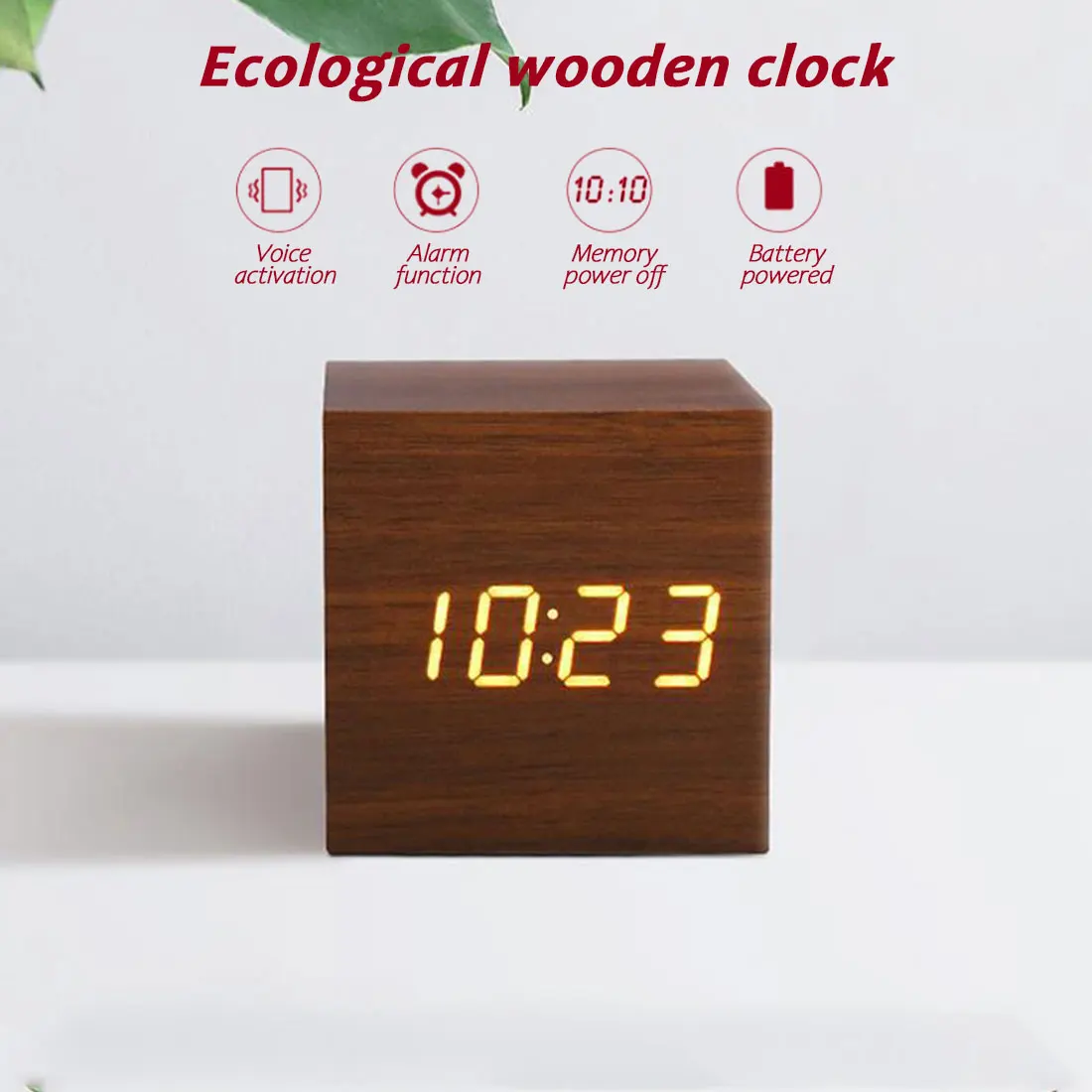 

LED clock multifunctional temperature desk clock wooden digital decoration electronic desk clock powered by AAA/USB