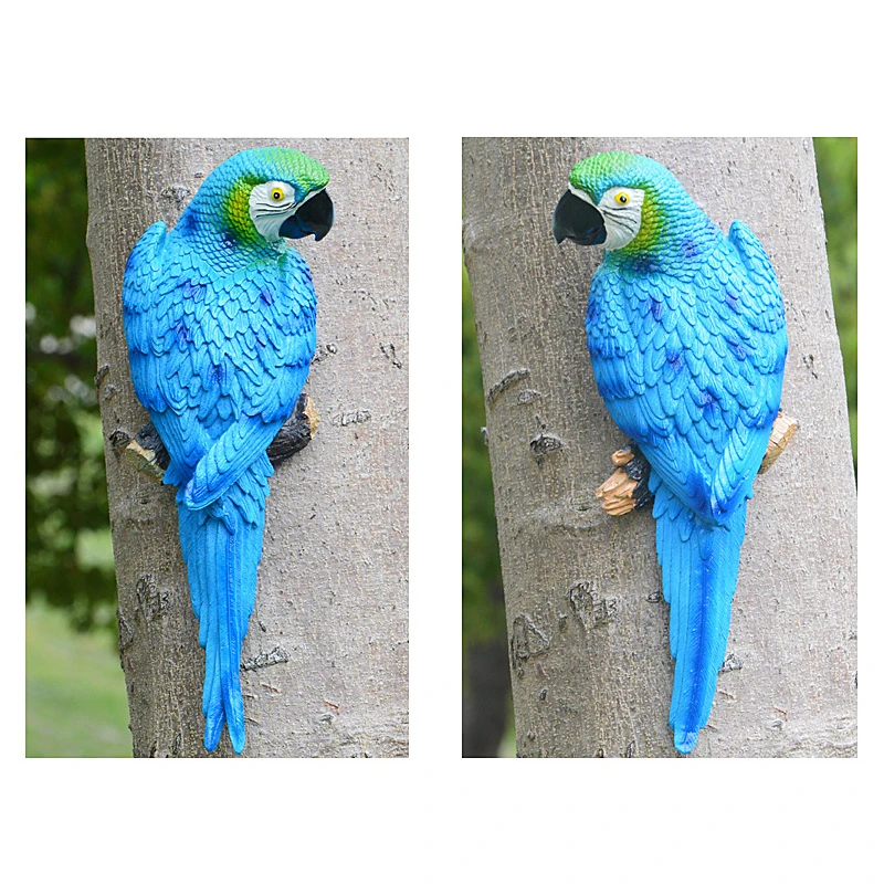 

12.2'' Hanging Parrots Statue Realistic Wall Mounted Resin Animal Sculptures for Patio Garden Tree Indoor Home Decor DAG