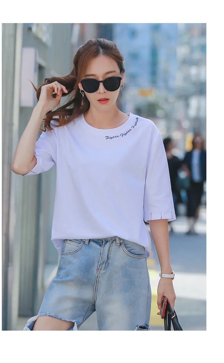 

Tops T Shirt lvory Women Short Sleeve Tshirt Women T Shirt Cotton Tee Shirt Femme
