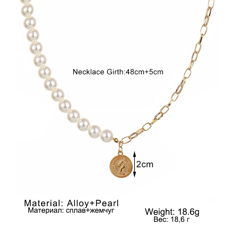 

Vienkim Fashion Luxury Design Pearls Chokers Necklaces Coin Heart Pendant Necklace Women Female Gold Color 2020 New Jewelry Gift