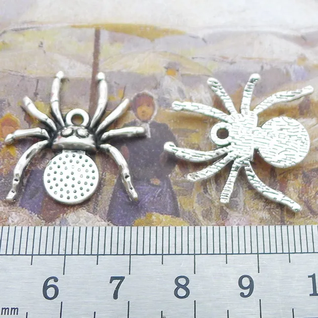 

Supplies For Jewelry Making 5pcs 24x23mm Antique Silver Color Spider Charms