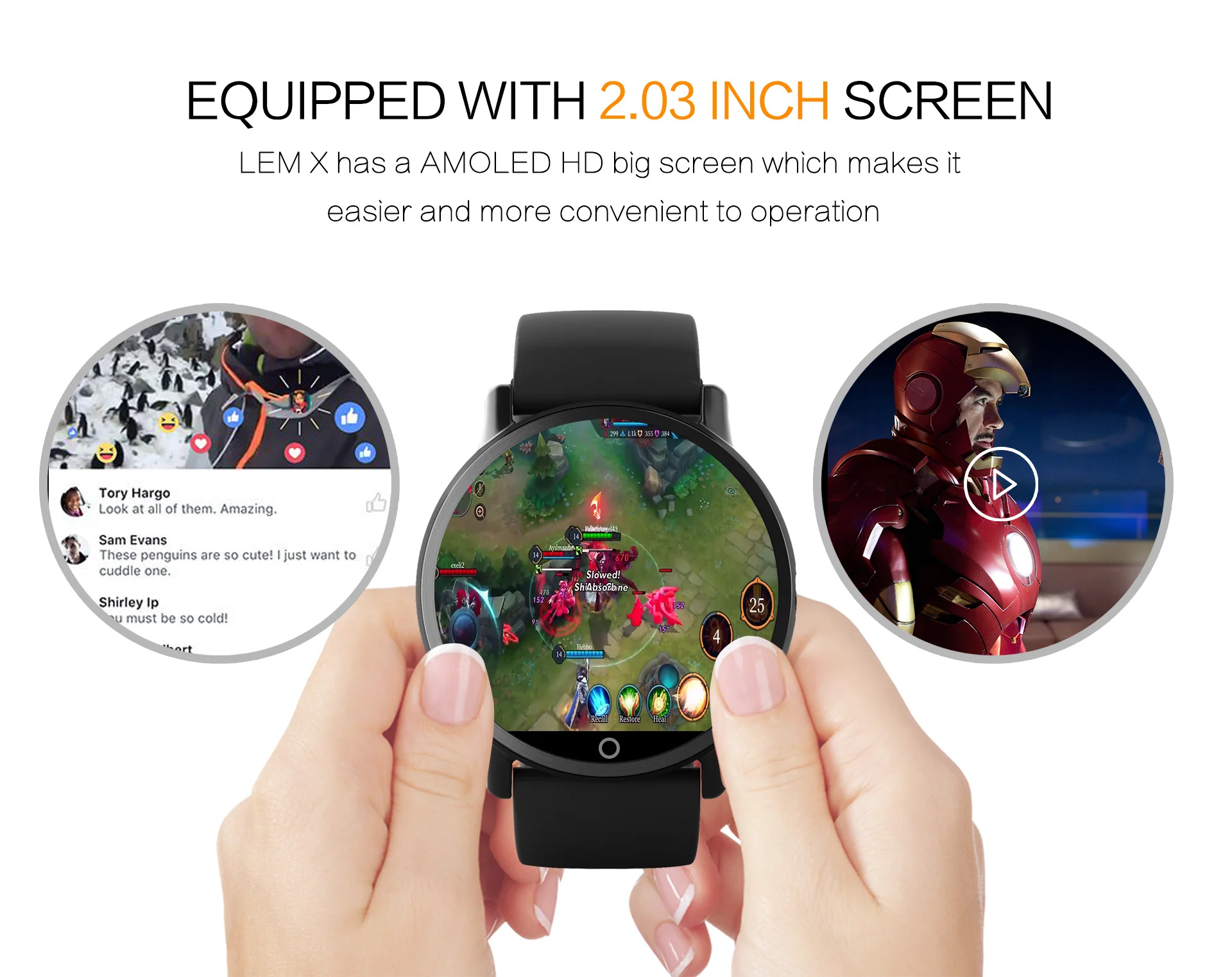 LEMFO Smart Watch 4G GPS WIFI 2.03 inch Android 7.1 Smartwatch 900Mah Battery LEM X With 8MP Camera | Электроника