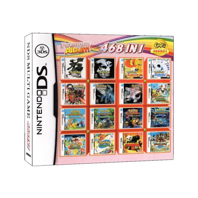 

NEW 468 In 1 Pokemon Game Card Album Video Game Card Cartridge Console Card Compilation for Nintendo DS 3DS 2DS NDS NDSL NDSI