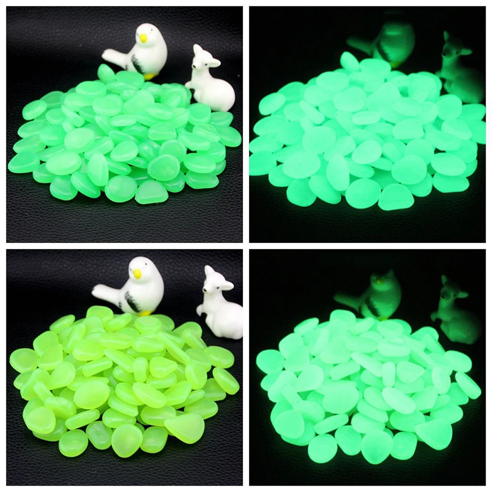 50pcs Luminous Cobblestones Aquarium Decoration Fluorescence Stone Fish Tank Glow In The Dark Decor | Дом и сад