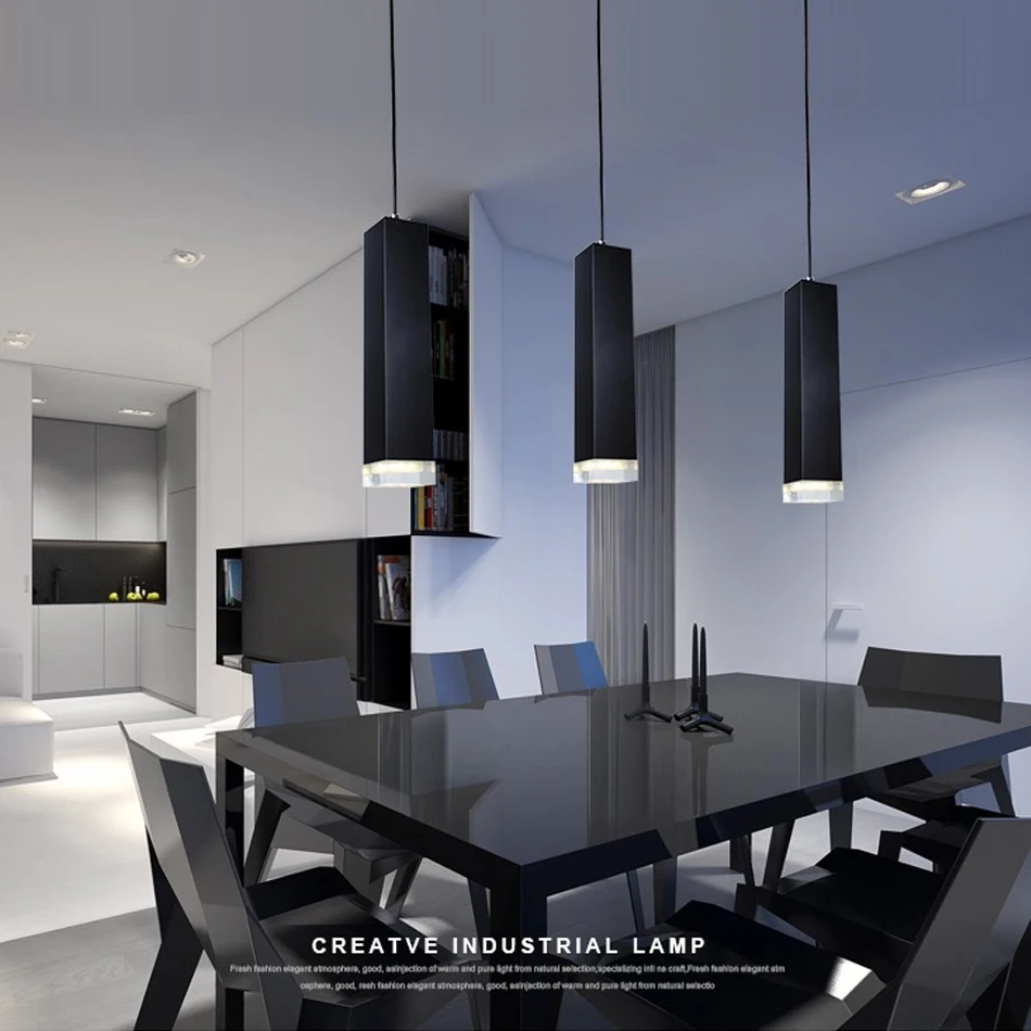 Moderno LED cuadrado colgante de aluminio de luz lámpara colgante lámpara comedor tienda cocina restaurante bar Cafe decoración lámpara