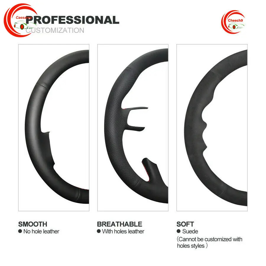 

Hand-stitched Black Suede Car Steering Wheel Cover For Audi A6L A4L Q5 A4 A3 Q3