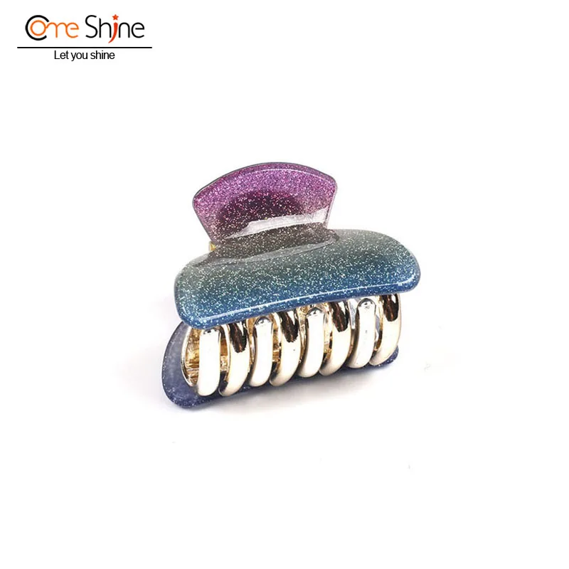 

6 pcs/ Pack Color Gradient Shiny Acrylic Hair Claw Clip Hairpin Simple Bath Silver Solid Girls Crab Hair Accessories Small Size