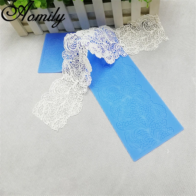 Aomily Flower Lace Mold Wedding Cake Border Fondant Decoration Tools 3D Food Grade Silicone Mat Mould Baking | Дом и сад