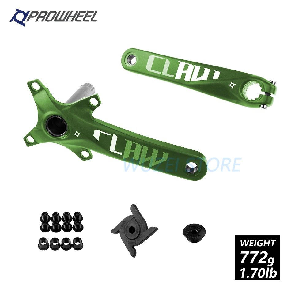 Green 170mm PROWHEEL 104BCD MTB шатун для велосипеда из алюминиевого сплава с нижней части шатун для велосипеда MTB Кривошип велосипеда аксессуары 170 мм 175 мм - Цвет: Green 170mm