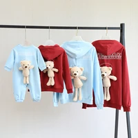 2021 new family matching outfit mother kids sweatershirt father son long sleeve shirt cartoon bear doll boy girl clothes