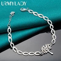 urmylady 925 sterling silver tree heart chain bracelet for women fashion simple wedding engagement party charm jewelry