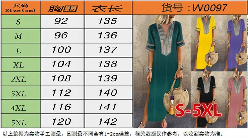 

2020 Women Autumn Summer Dress Boho Solid Linen Clothes Sundress Plus Size V Neck Short Sleeve Dresses Party Maxi Long Dress