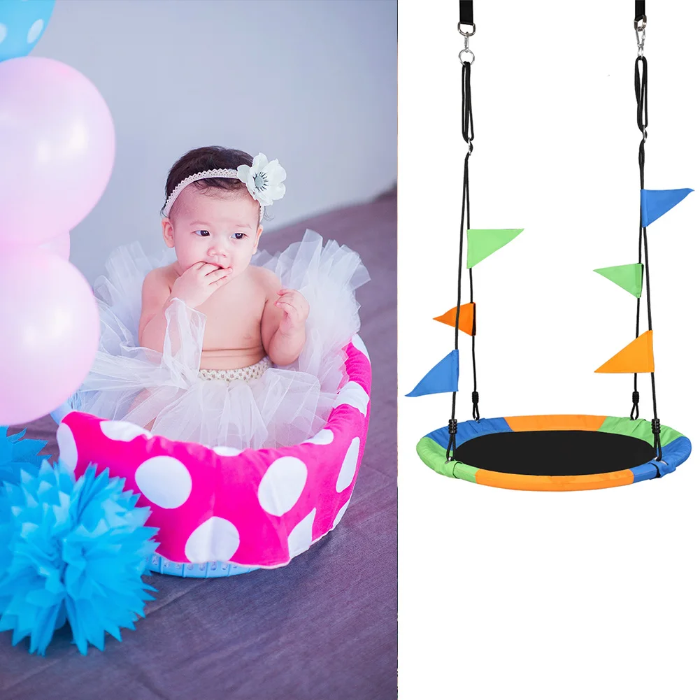 

900D Oxford Cloth Round Swing Diameter 100cm Three Colors (With Hook / Swing Belt / Bunting)-6400254