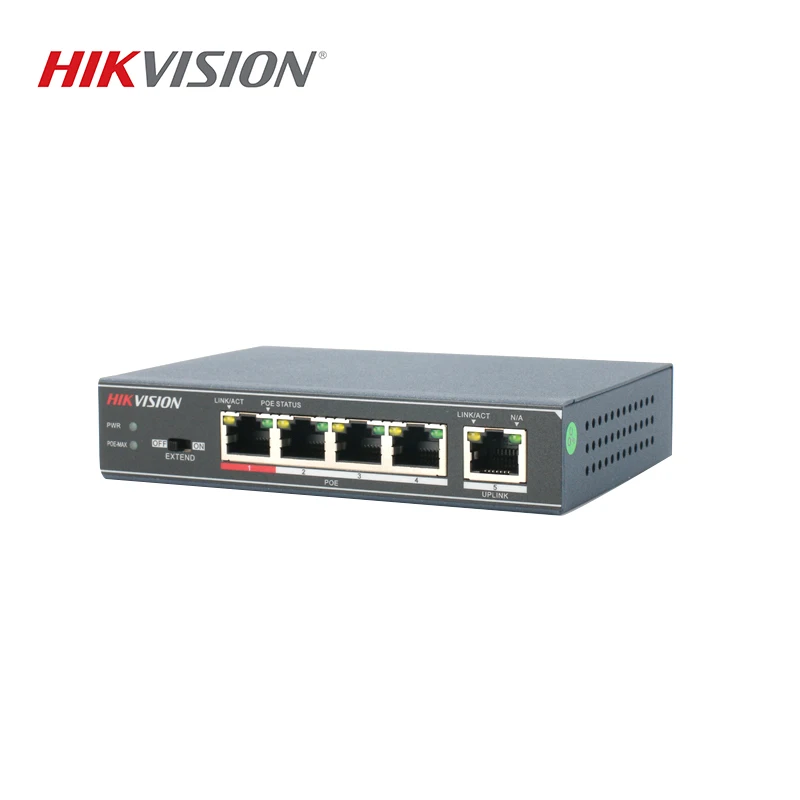 Управляемый PoE коммутатор Hikvision 5 портов 10/100 Мбит/с адаптивный металлический