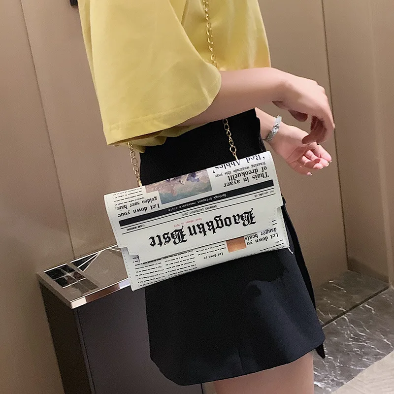 Сумка-мессенджер Женская с цепочкой маленькая квадратная для газет | Багаж и