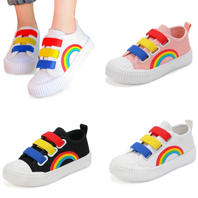 

Casual Shoes Spring Autumn Children Rainbow Sneakers Kids Canvas Shoes Big Girls Boys Sport Running Shoes