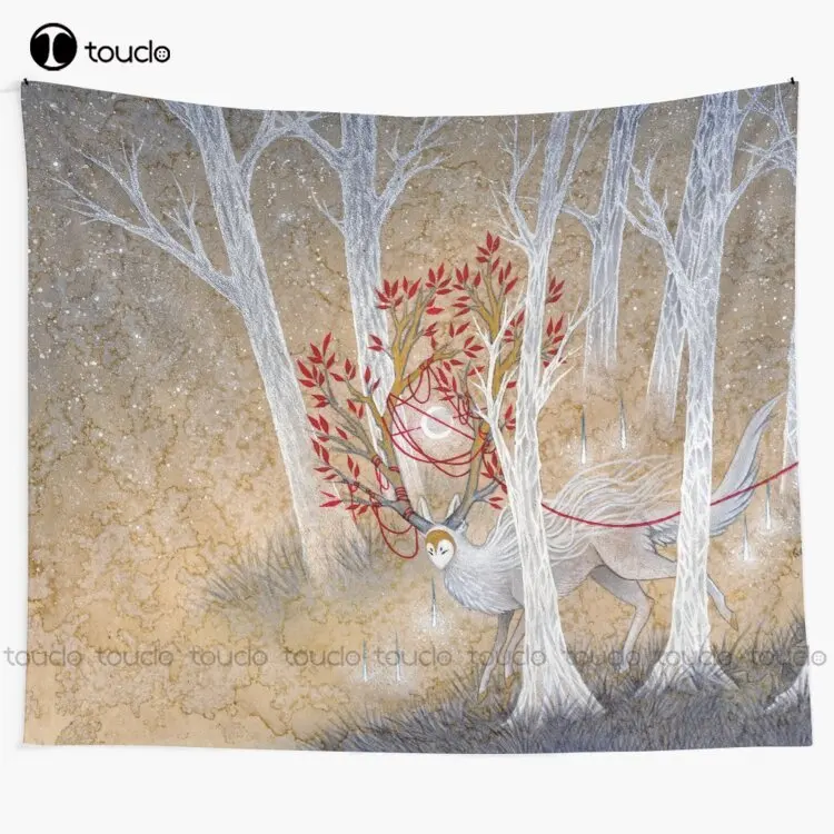 

Capturing Fate - Teakitsune Kirin Yokai Tapestry Rap Tapestry Tapestry Wall Hanging For Living Room Bedroom Dorm Room Home Decor