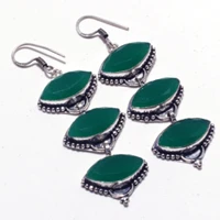 genuine green onyx silver overlay on copper earrings hand made women jewelry gift e5375