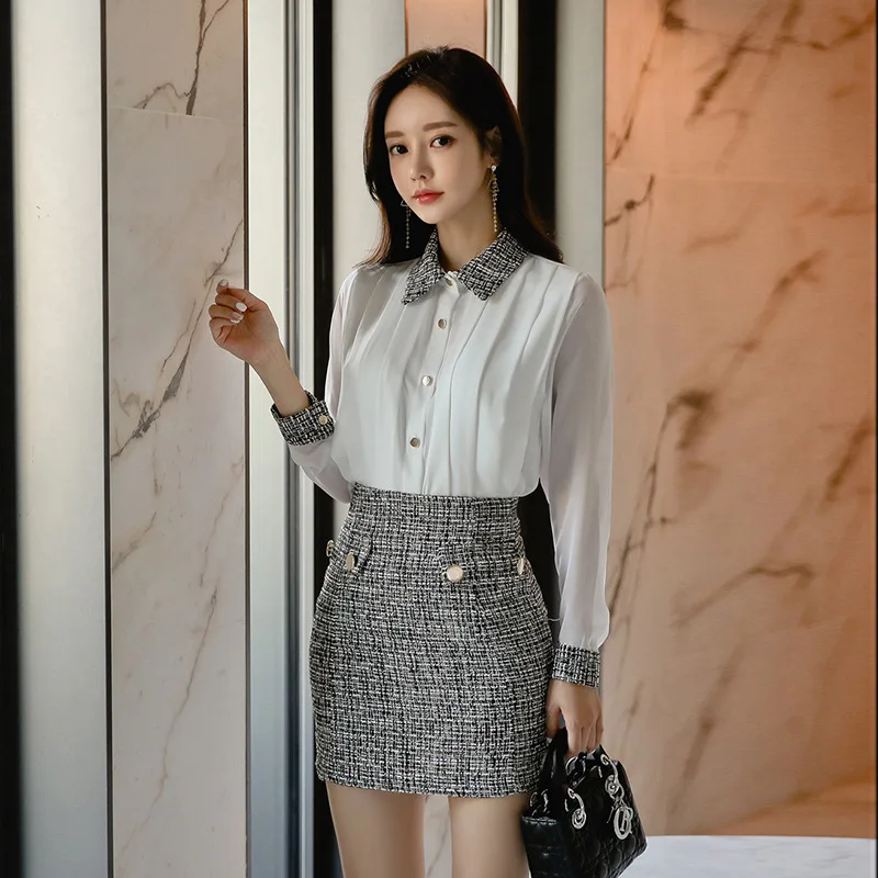Большой размер повседневный офисный комплект из 2 предметов для девушек тонкая