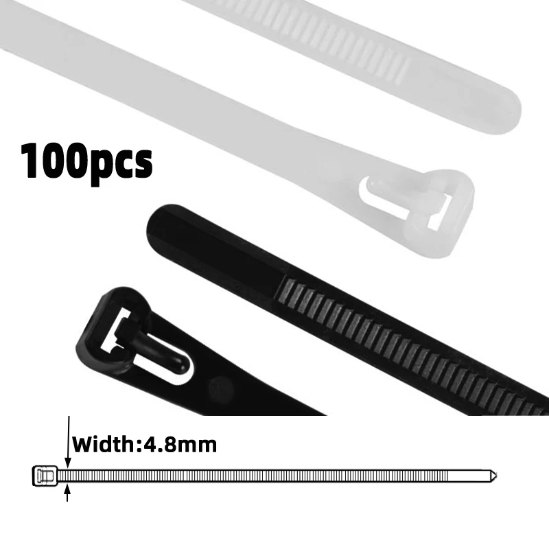 

100PCS Releasable Cable Ties Colored Plastics Reusable Cable Ties Loop Wrap Nylon Zip Ties Bundle Ties