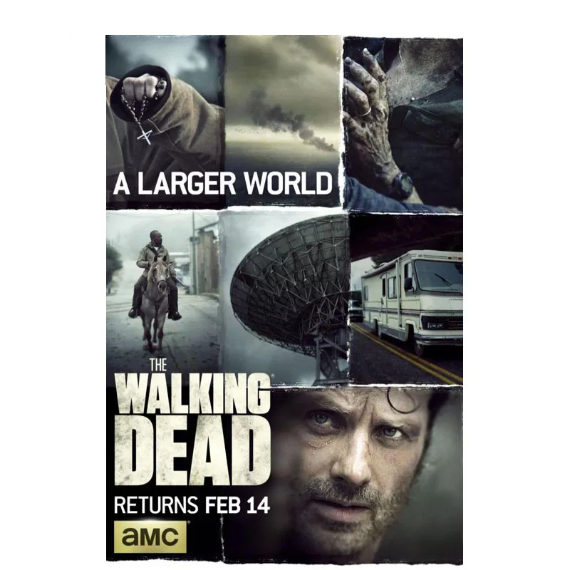 Холщовый постер с изображением ходячих мертвецов и крови ручная печать 50x75 см