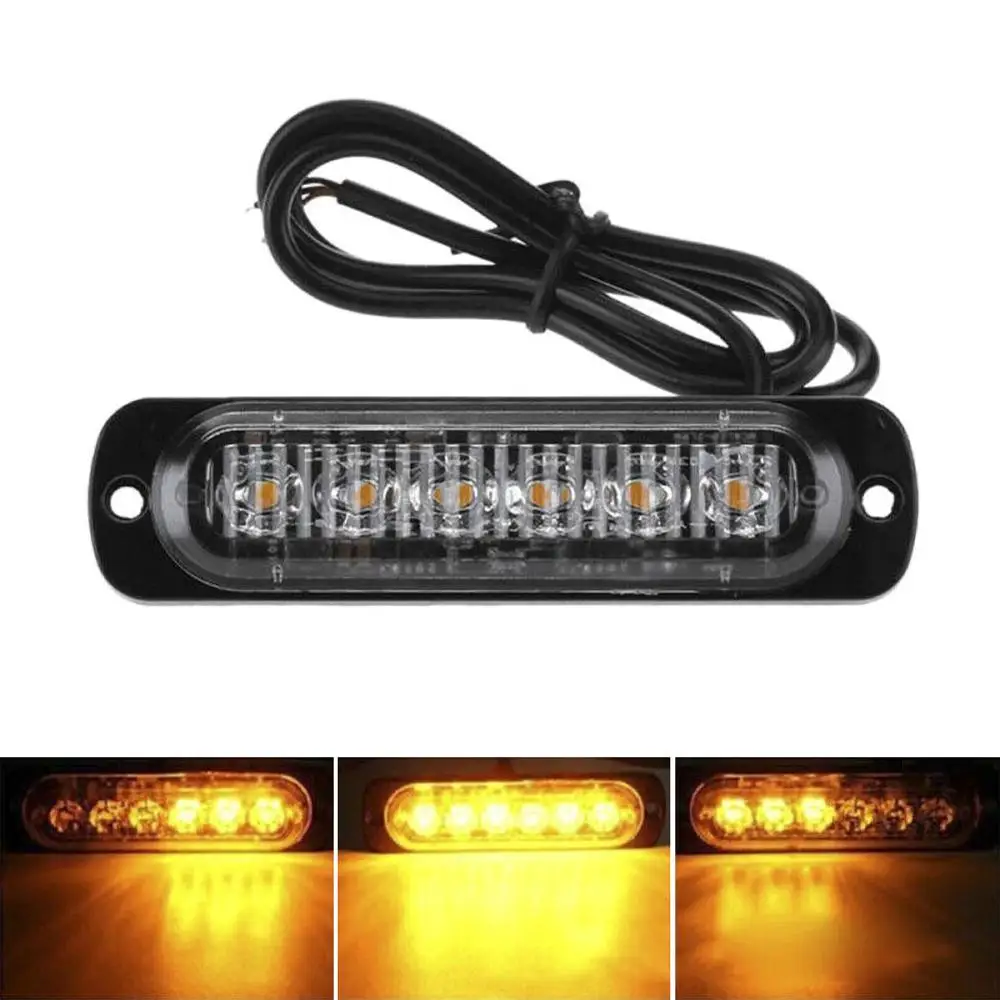 

1x 18W 6 LEDs Strobe Dash Emergency Flashing Warning Light for Car Truck Motorcycle 12/24V Yellow Ultra-thin Strobe Warning Lam